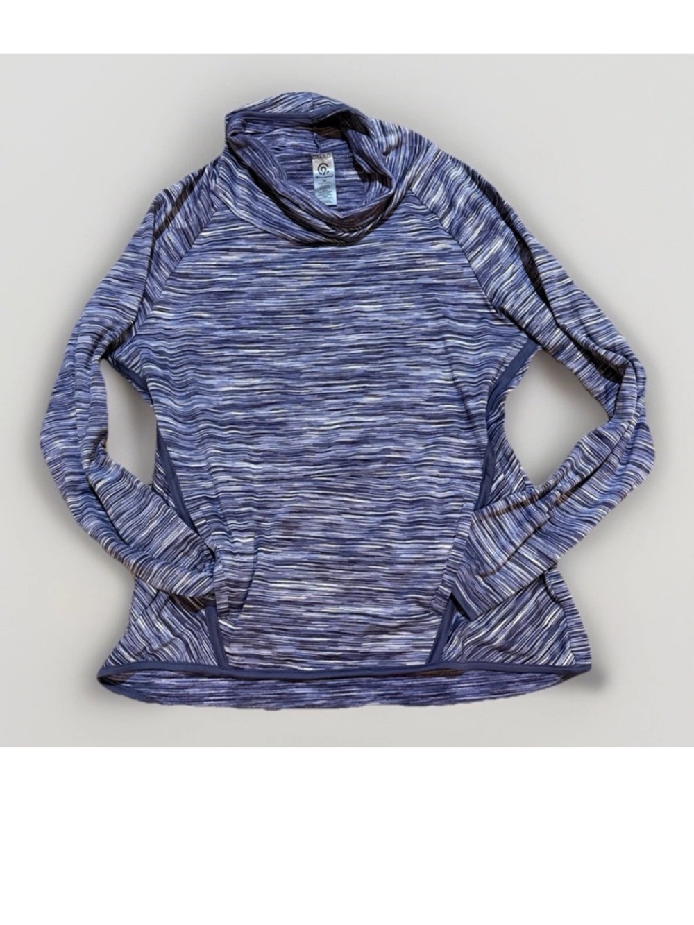 Champion, M, Purple Space Dye Long Sleeve Cowl-Neck Sweatshirt, Fleece Inner